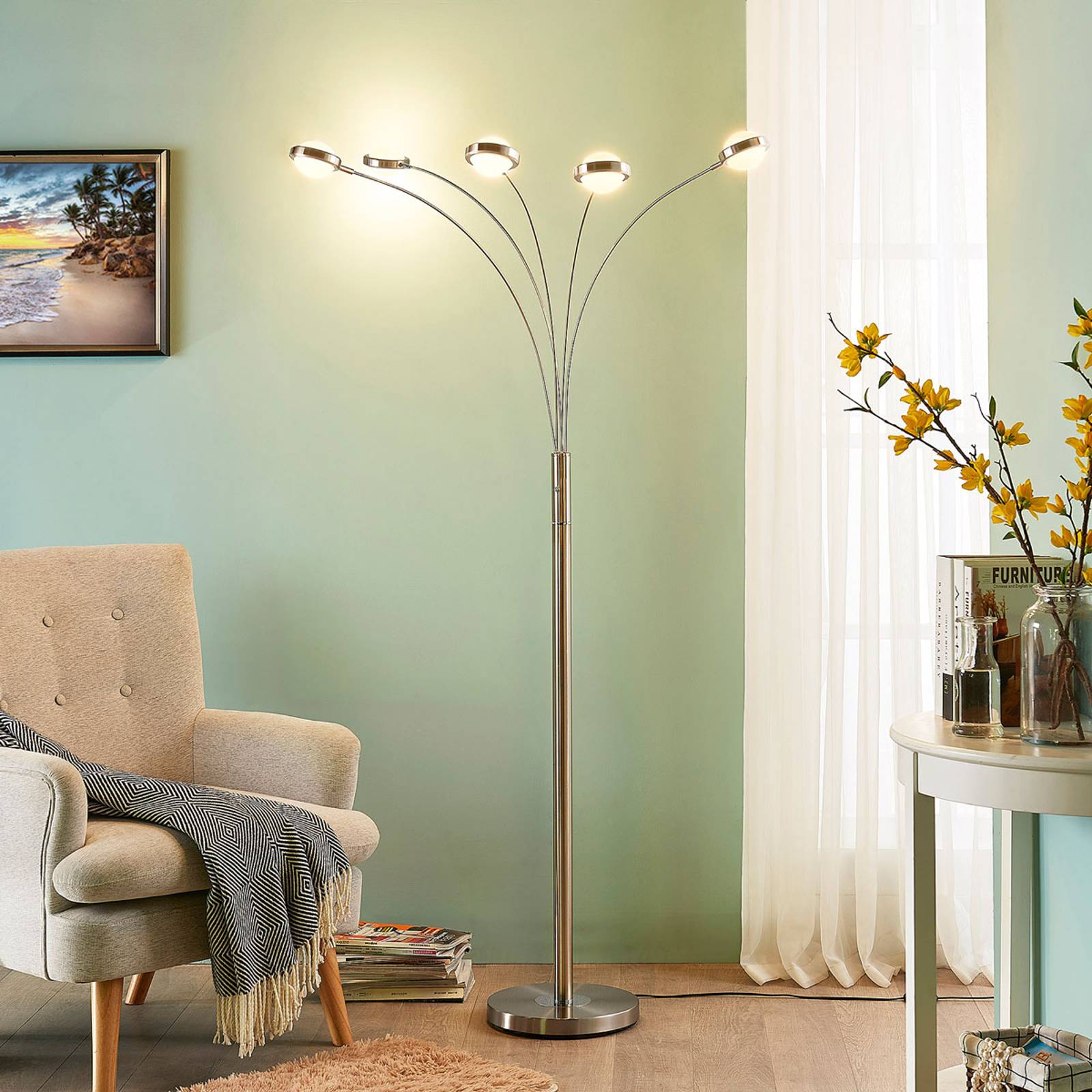 5-lamppuinen LED-lattiavalaisin Catriona