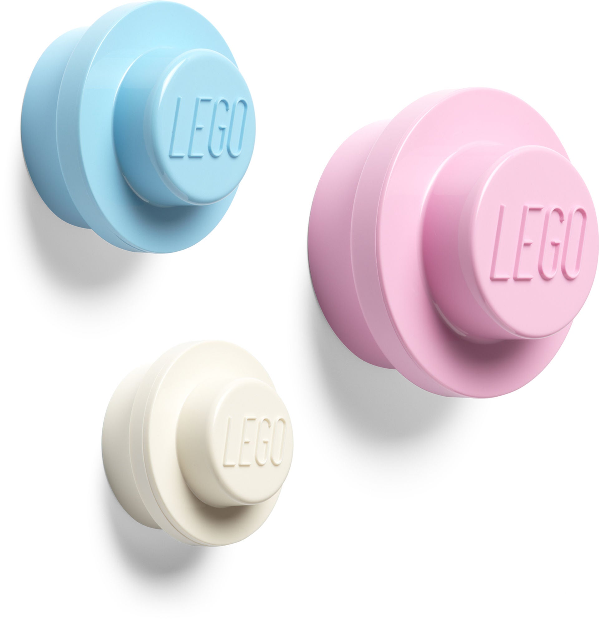 LEGO Seinäkoukut 3-pack, Sininen/Vaaleanpunainen/Valkoinen