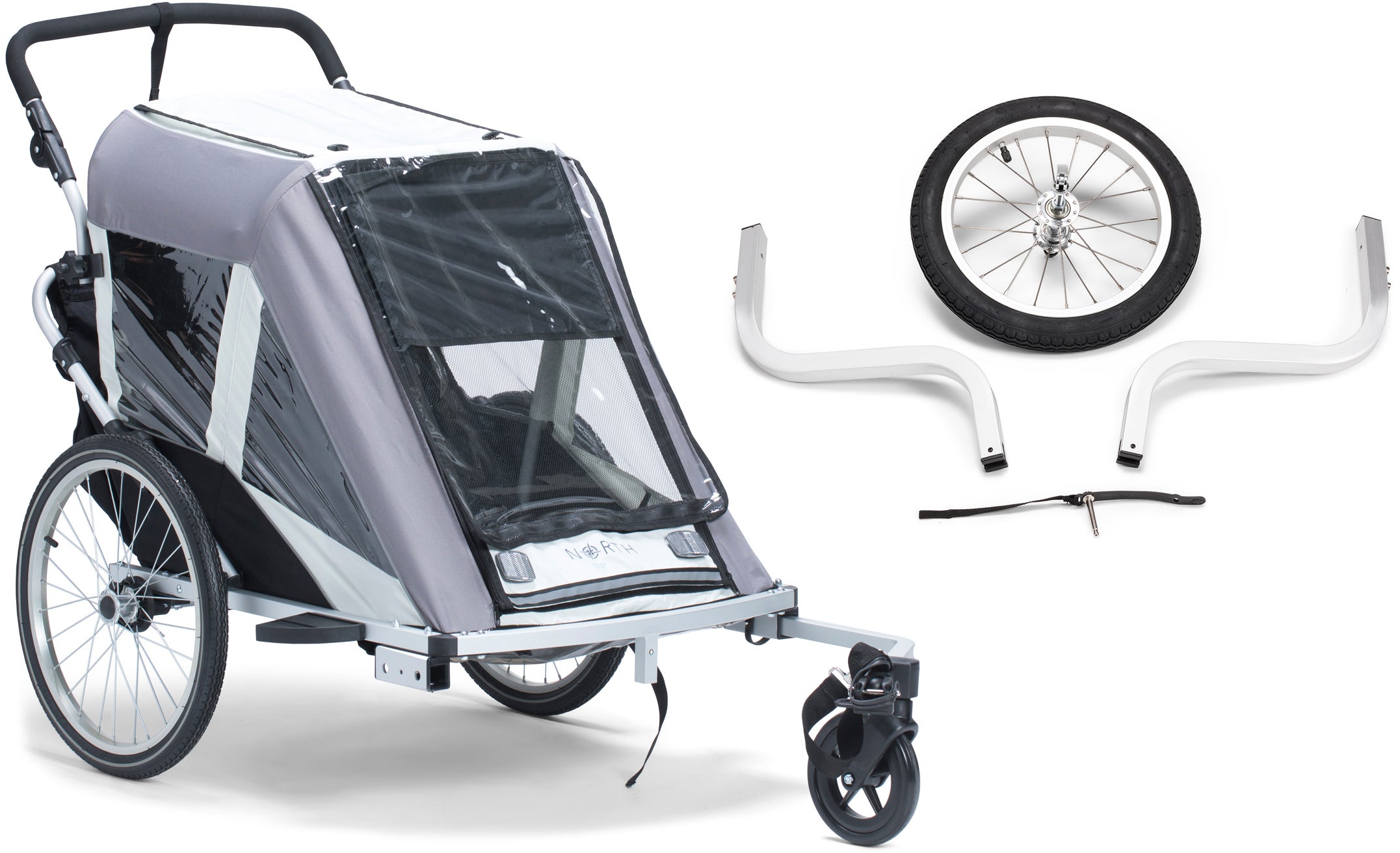 North 13.5 Roadster+ Pyöräkärry + Etupyörä, Harmaa
