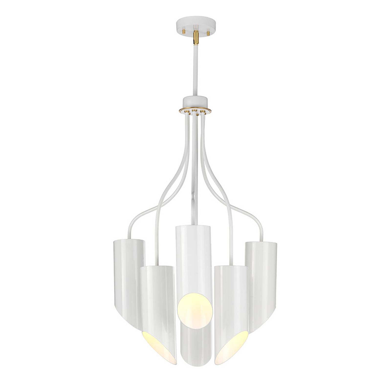 Riippuvalo Quinto 6-lamp, valkoinen/messinki