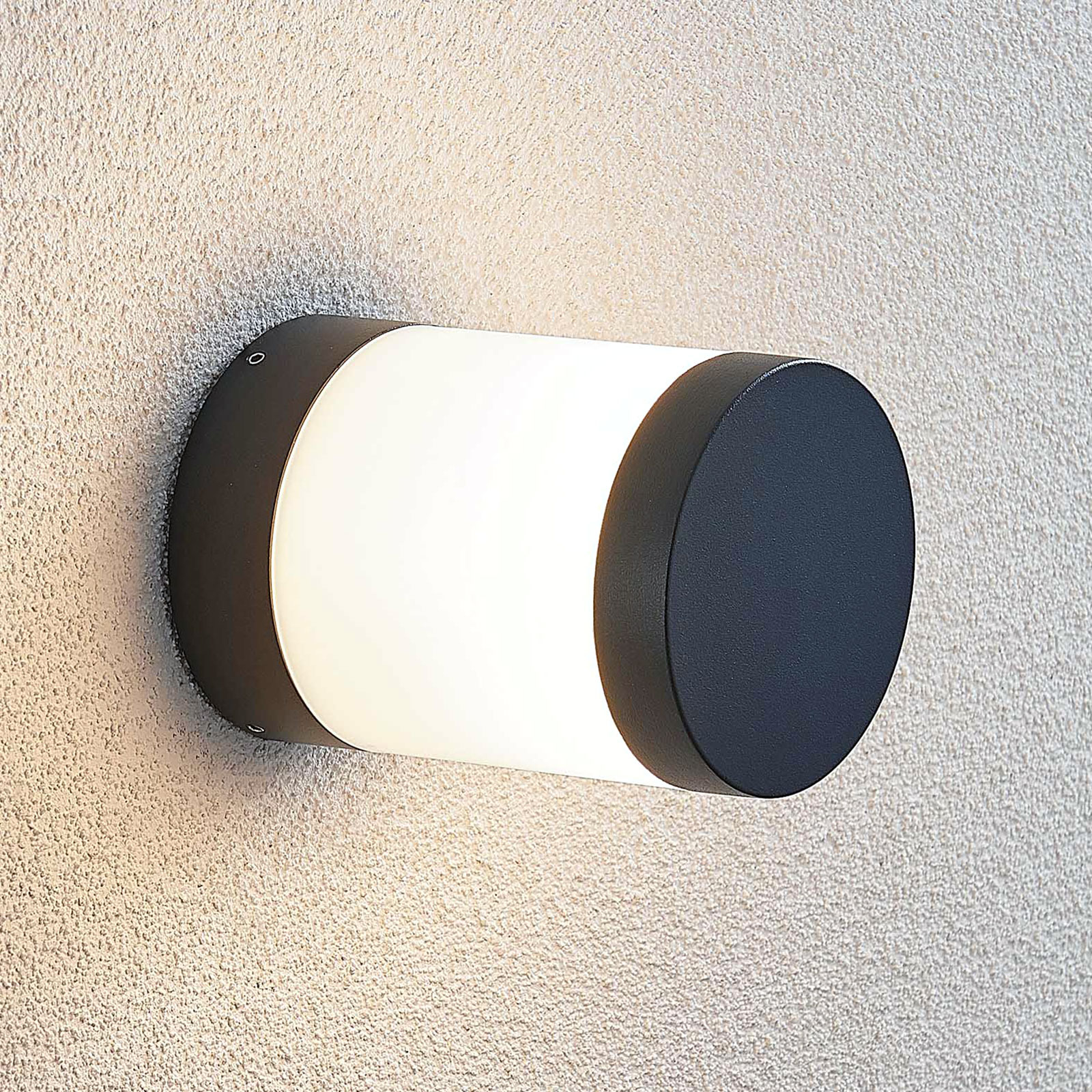 LED-ulkoseinälamppu Nitalia, pyöreä, tummanharmaa