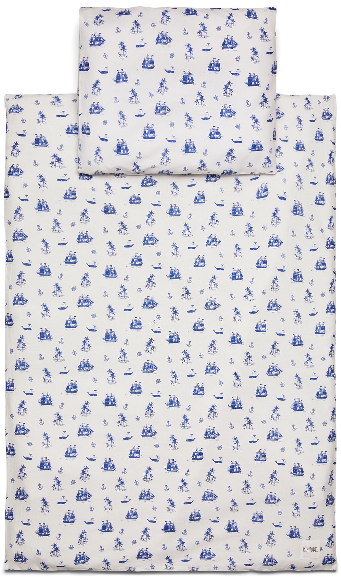 Minitude Pussilakanasetti ShipOhoj 70x80, Pristine/Mazarine Blue