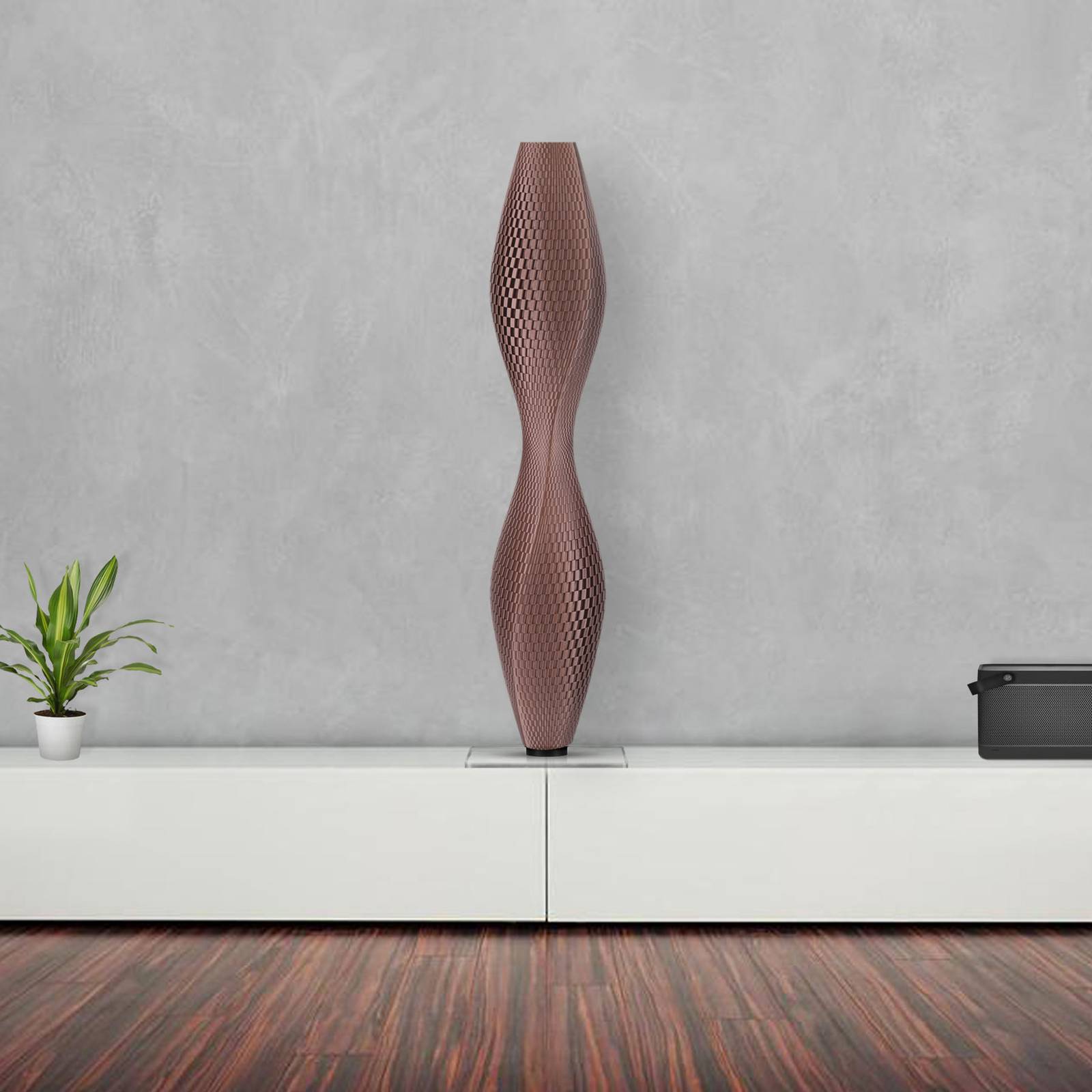LED-lattiavalo Flechtwerk Lava, 75 cm, kupari