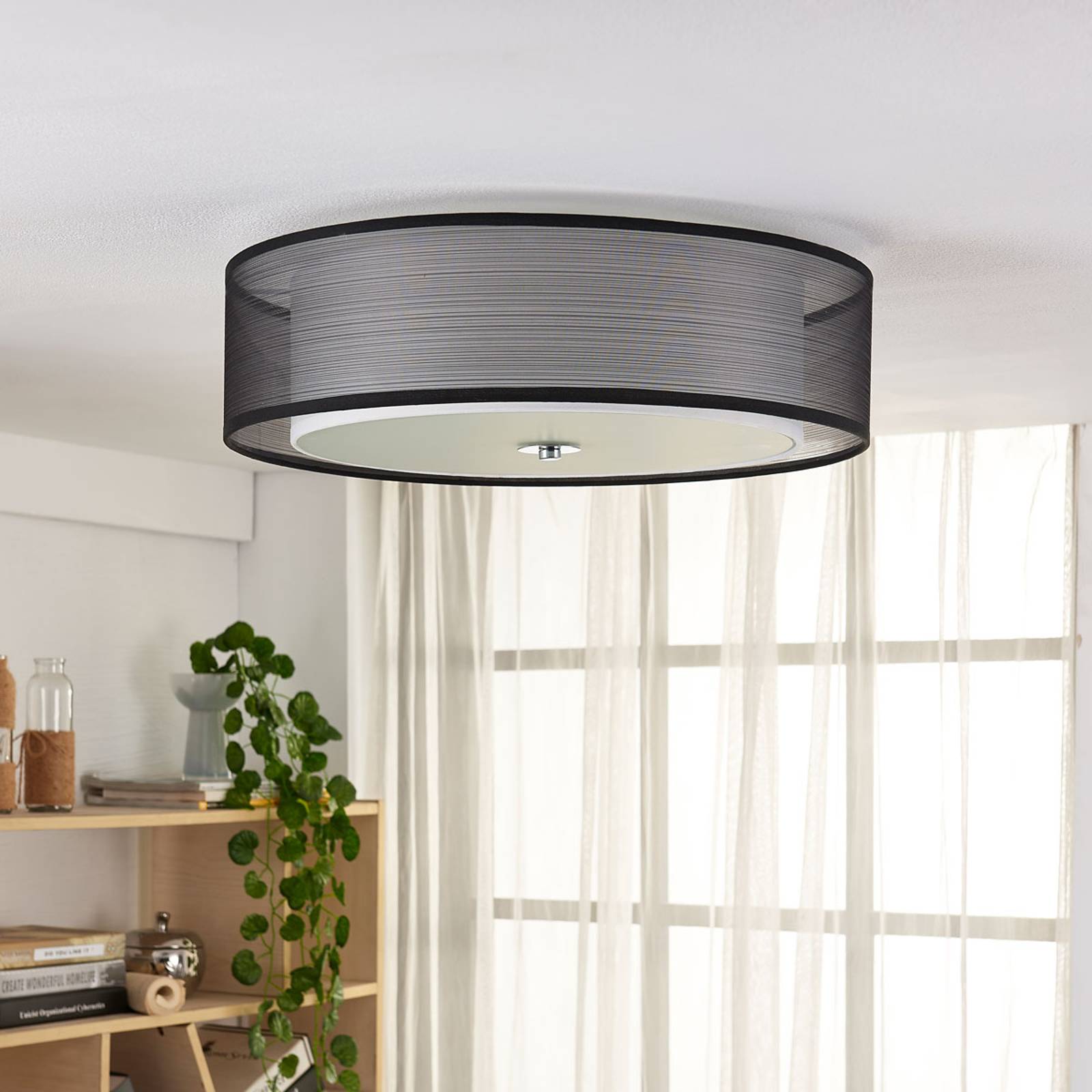 Easydim-LED-kattovalaisin Tobia, organza-varjostin