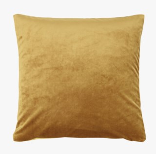 Mali velour koristetyyny keltainen
