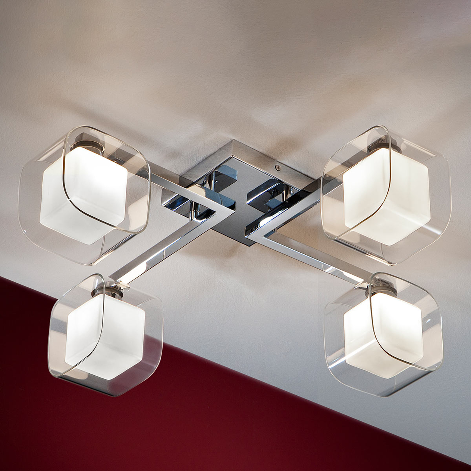Cube - LED-kattovalaisin, neljä tuplavarjostinta