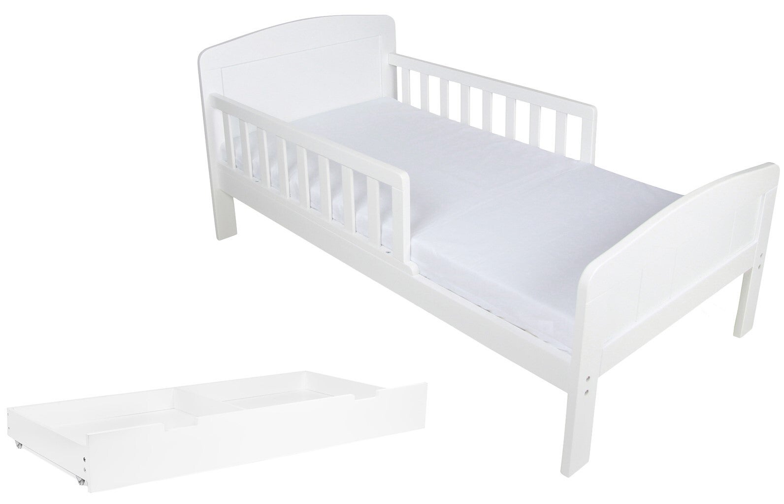 JLY Dream Juniorisänky 70x140 + Patja ja Sängynaluslaatikko, Valkoinen
