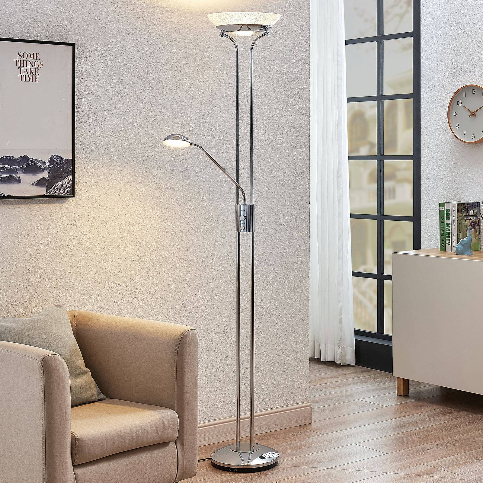 LED-ylösvalo Dimitra, lukulamppu, kromi