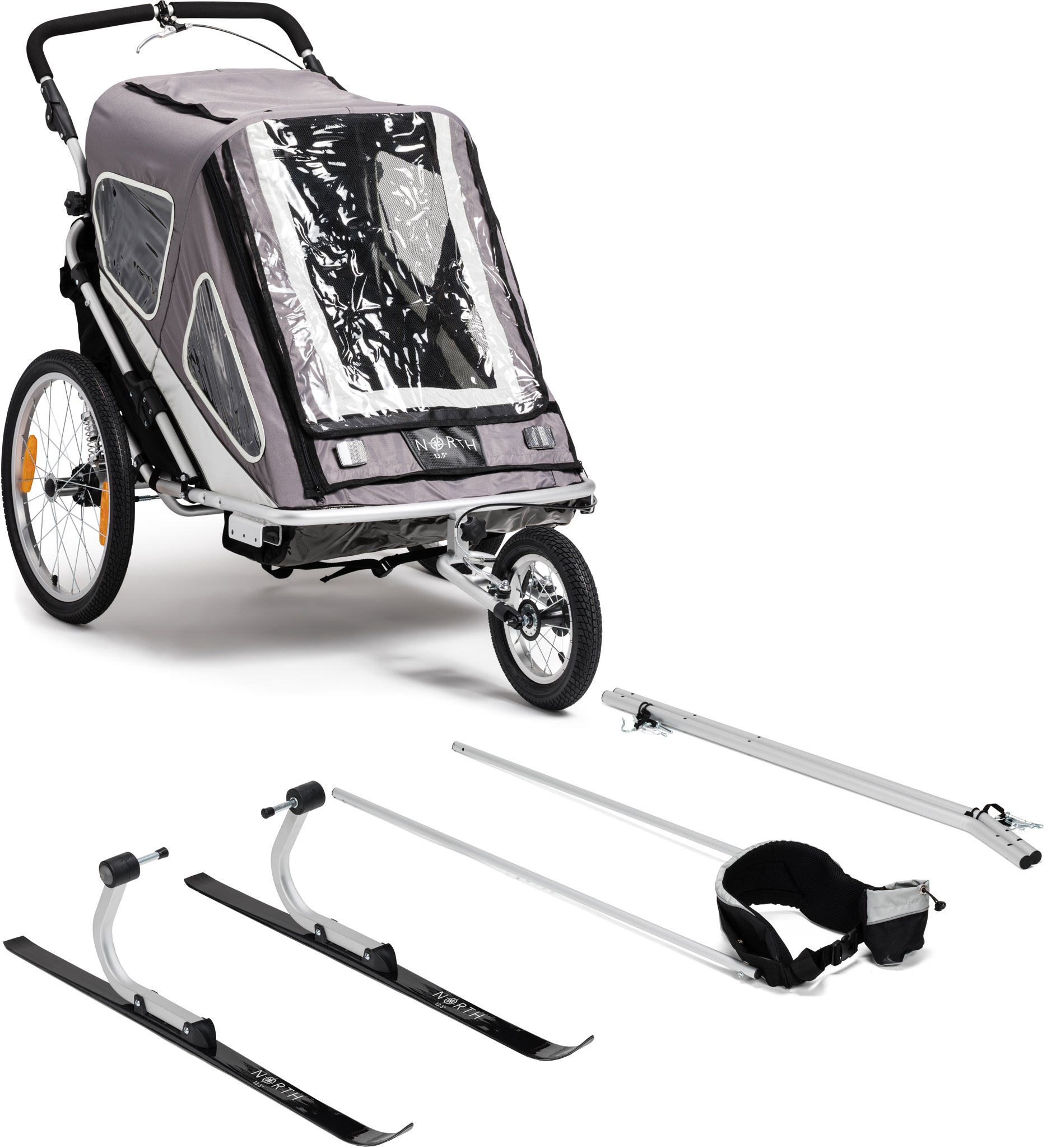 North 13.5 Speeder 2 Pyöräkärry, Grey + Hiihtosetti